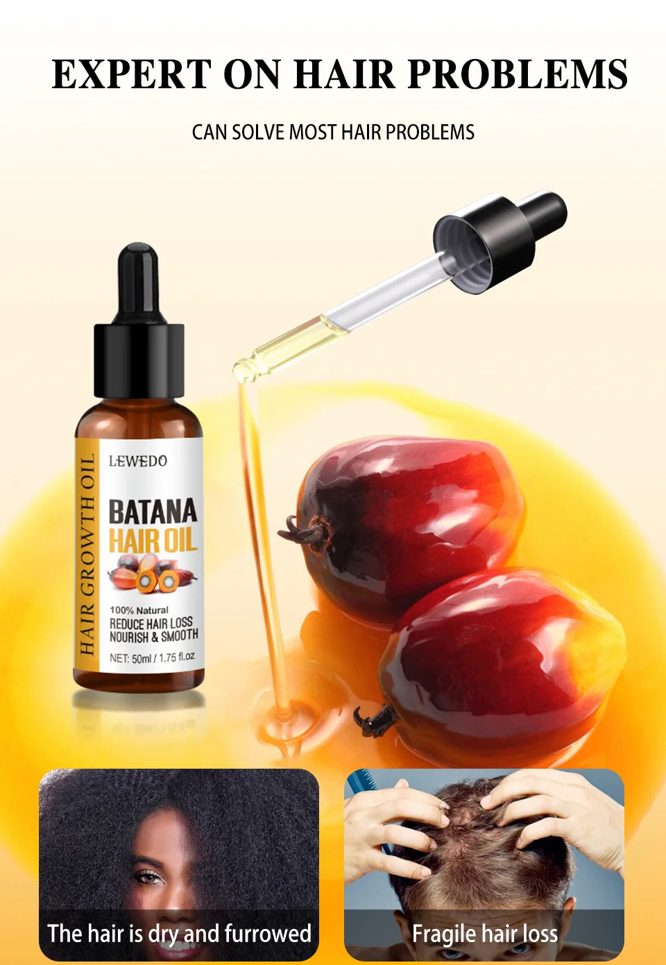Natural Batana Oil African Hair Growth Oil for Healthy Hair 100% Batana Promotes Hair Wellness for Hair Care Regrowth Enhances