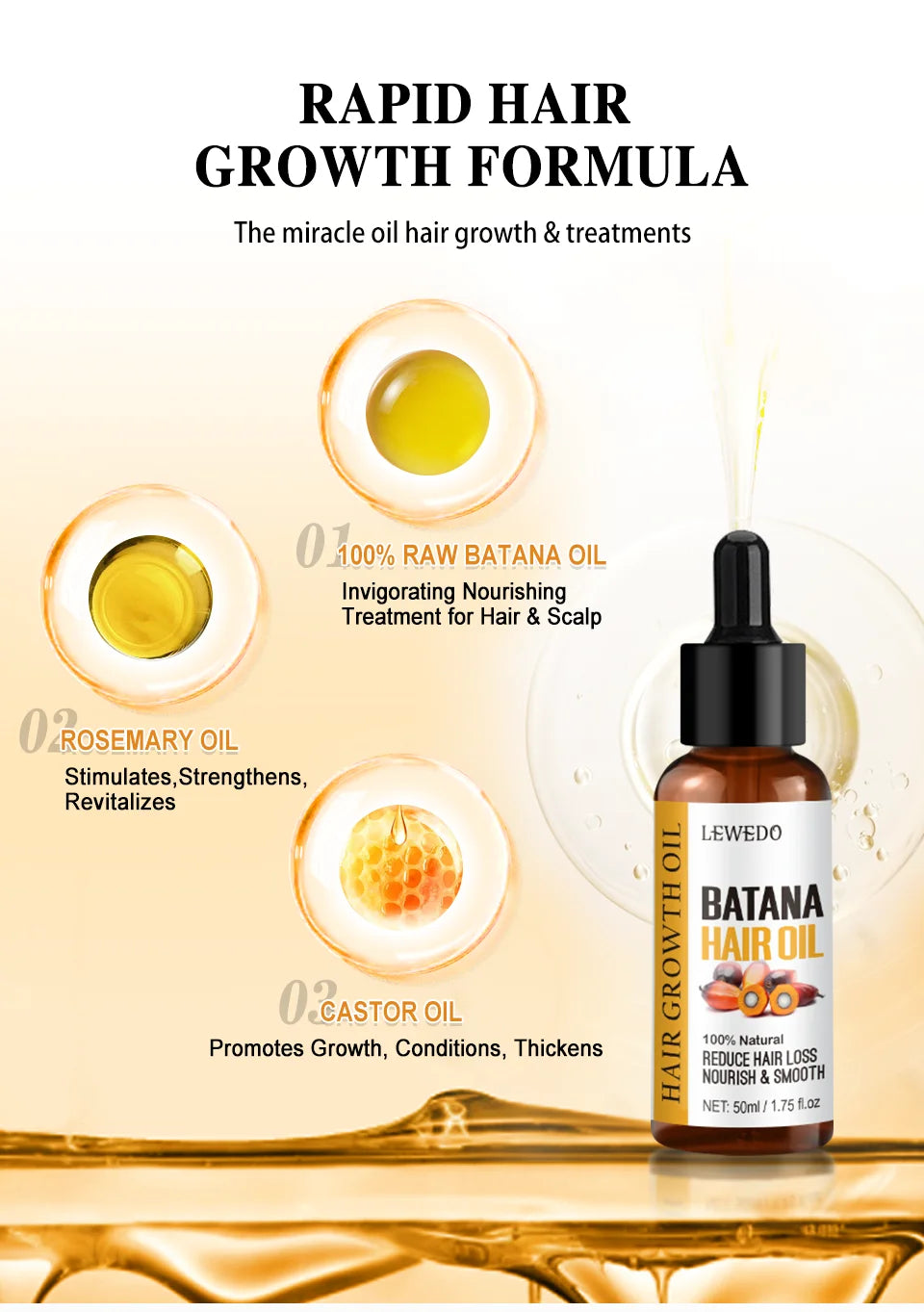 Natural Batana Oil African Hair Growth Oil for Healthy Hair 100% Batana Promotes Hair Wellness for Hair Care Regrowth Enhances