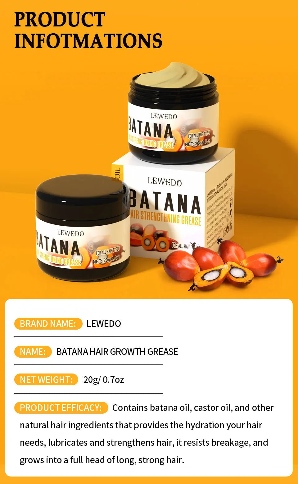 Natural Batana Oil African Hair Growth Oil for Healthy Hair 100% Batana Promotes Hair Wellness for Hair Care Regrowth Enhances