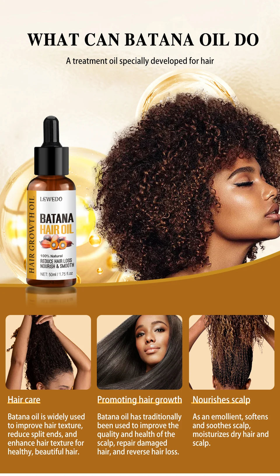 Natural Batana Oil African Hair Growth Oil for Healthy Hair 100% Batana Promotes Hair Wellness for Hair Care Regrowth Enhances