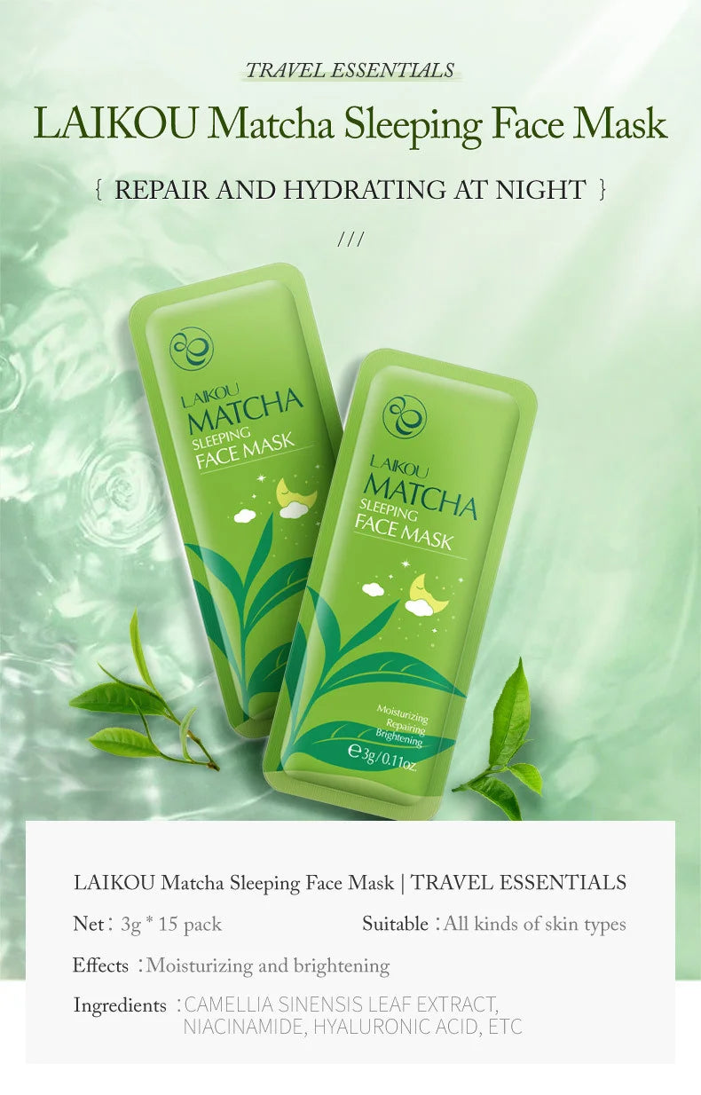 100 pcs LAIKOU Moisturizing Sleeping Mask Sakura Snail Seaweed Centella Face Mask Tendering & Nourishing Oil-control Skin Care