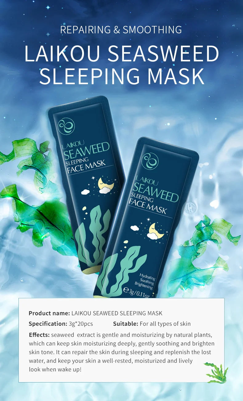 100 pcs LAIKOU Moisturizing Sleeping Mask Sakura Snail Seaweed Centella Face Mask Tendering & Nourishing Oil-control Skin Care