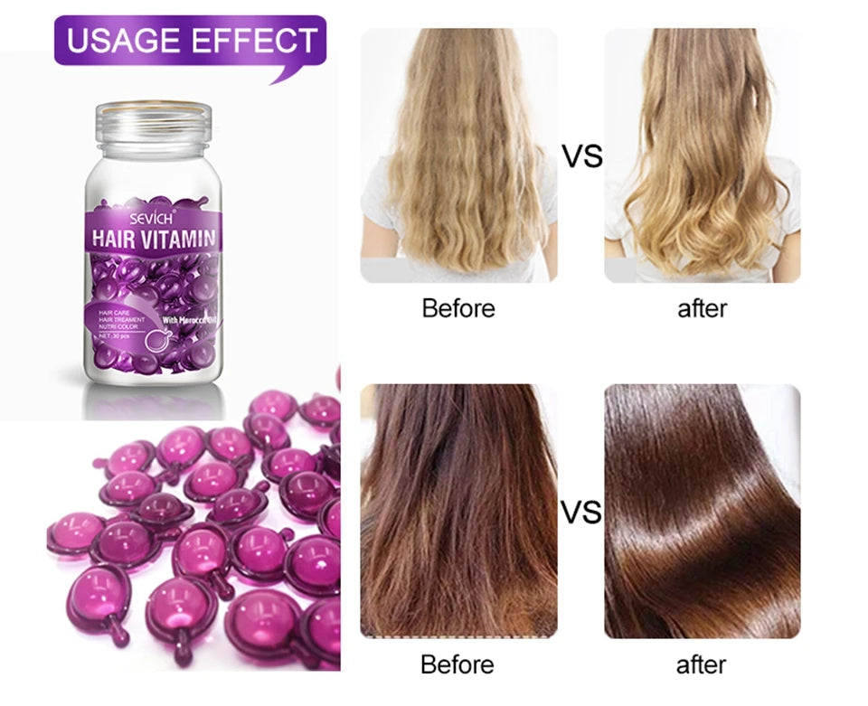 Sevich Smooth Silky Hair Vitamin Capsule Keratin Complex Oil Hair Care Repair Damaged Hair Serum Anti-Loss Moroccan Hair Oil