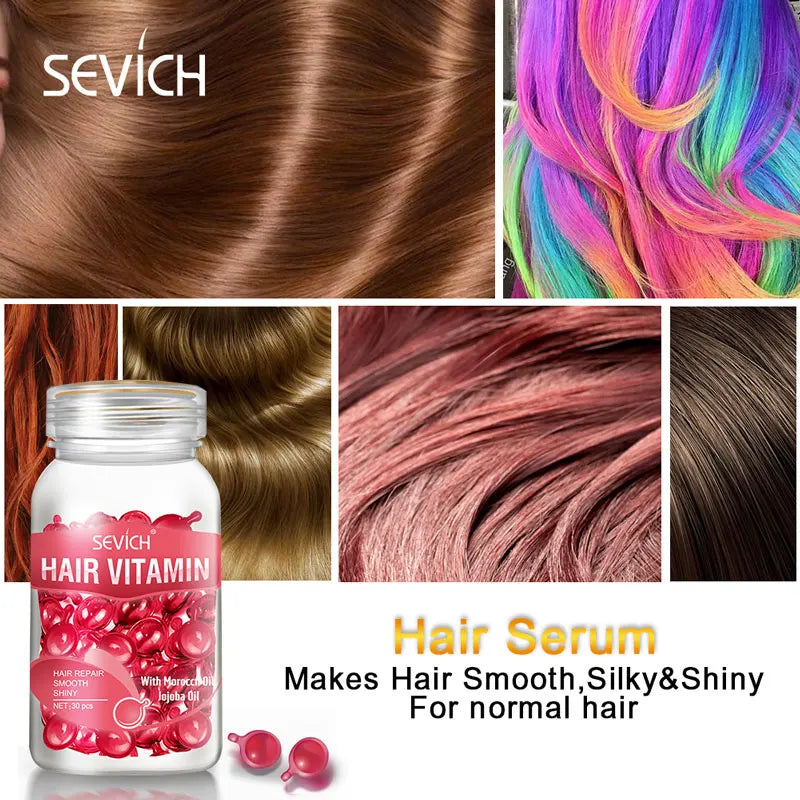Sevich Smooth Silky Hair Vitamin Capsule Keratin Complex Oil Hair Care Repair Damaged Hair Serum Anti-Loss Moroccan Hair Oil