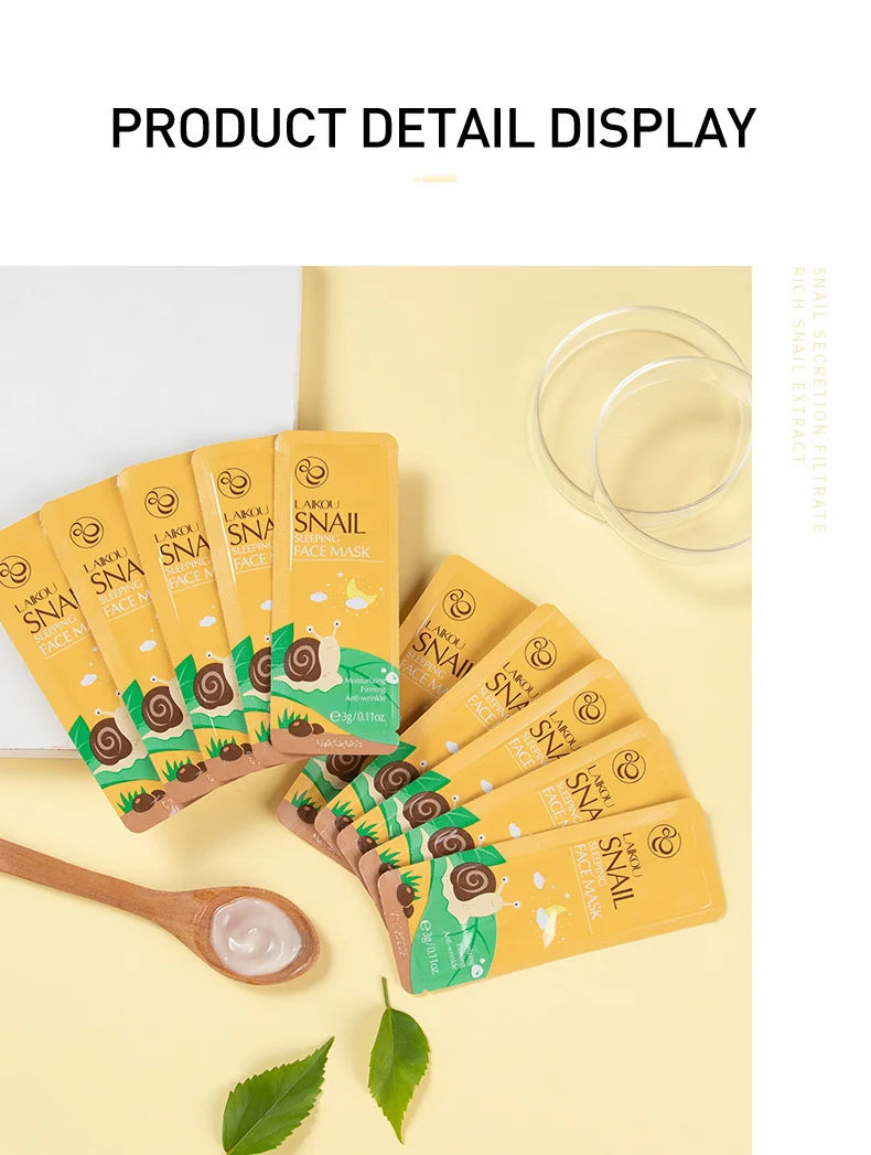 100 pcs LAIKOU Moisturizing Sleeping Mask Sakura Snail Seaweed Centella Face Mask Tendering & Nourishing Oil-control Skin Care