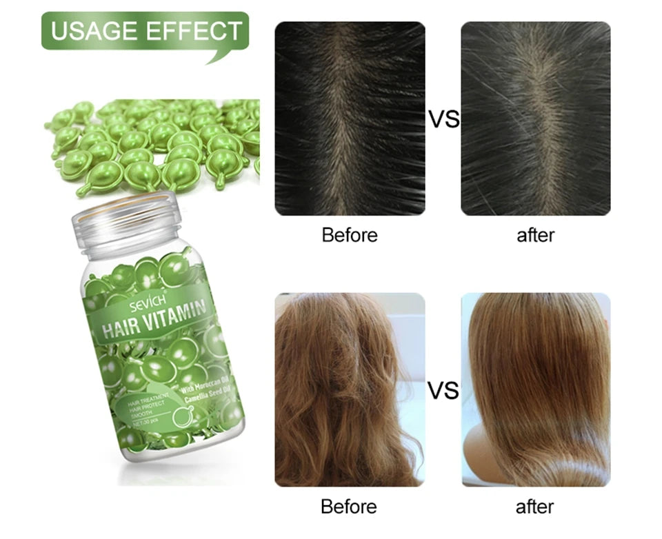 Sevich Smooth Silky Hair Vitamin Capsule Keratin Complex Oil Hair Care Repair Damaged Hair Serum Anti-Loss Moroccan Hair Oil