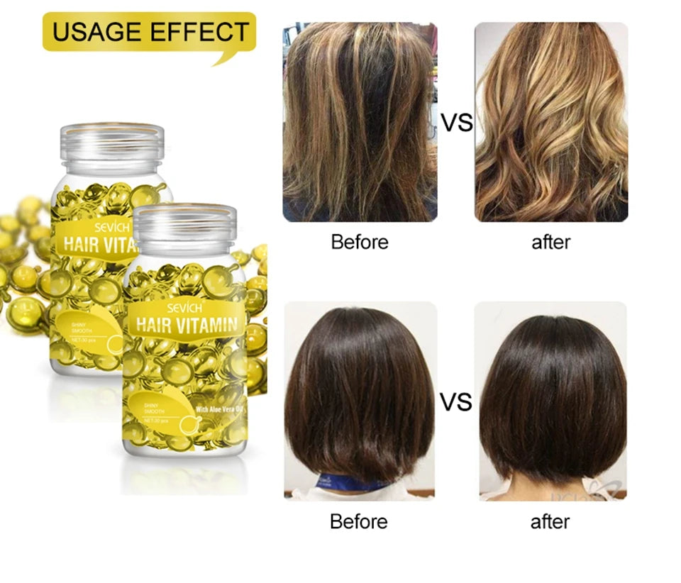Sevich Smooth Silky Hair Vitamin Capsule Keratin Complex Oil Hair Care Repair Damaged Hair Serum Anti-Loss Moroccan Hair Oil