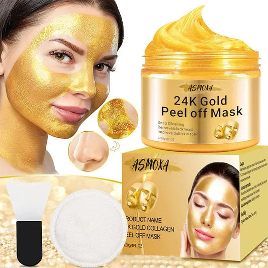 24K Gold Peel Off Blackhead Mask,Gold Facial Mask Deep Cleansing Great Face Skin Care