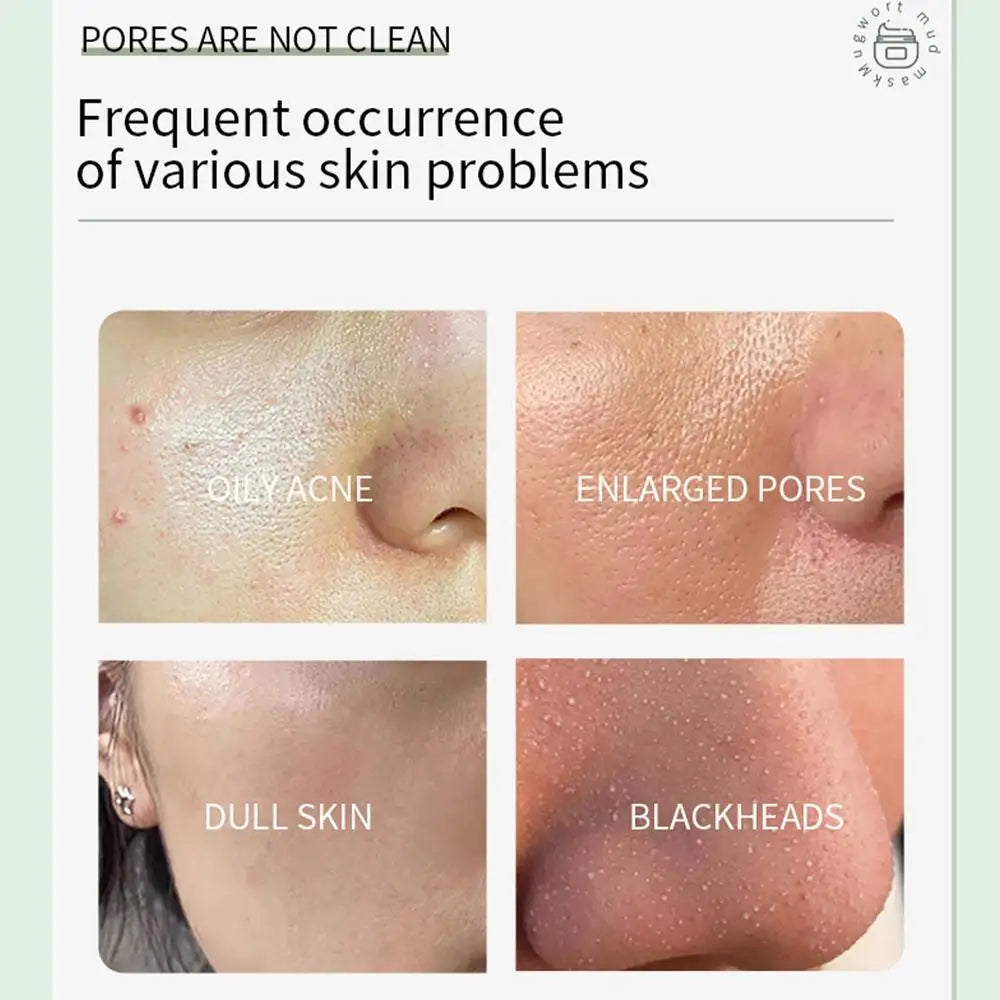 Moisturizing Clay Face Cover Mugwort Facial Acne Removing Mud Mask Cleaning facial mask Shrink pores moisturize control oil