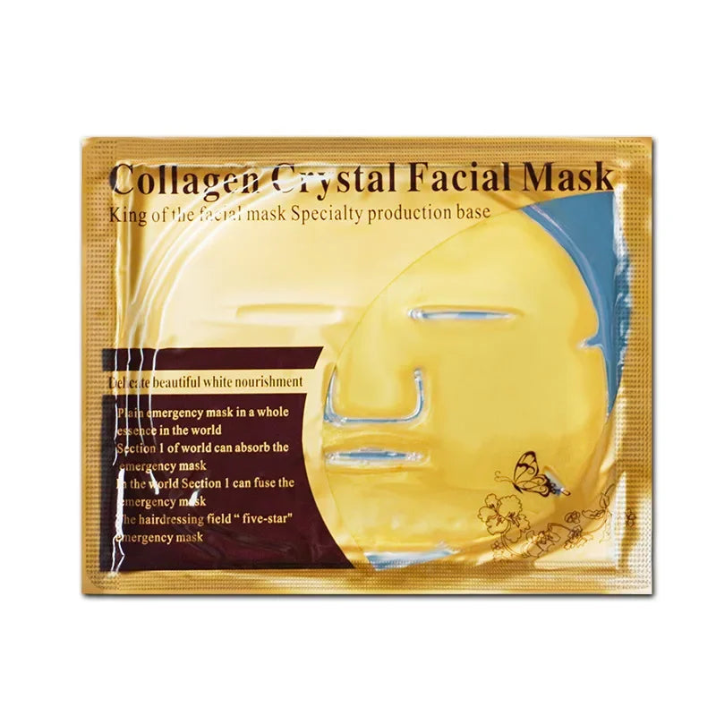 10pcs Collagen Gold Crystal Face Masks Beauty Skin Care Big Face Mask Firming Hydrating Moisturizing Facial Mask for Face Care