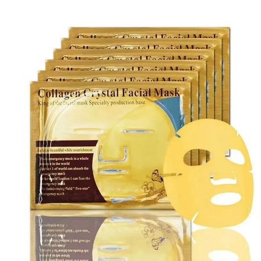 10pcs Collagen Gold Crystal Face Masks Beauty Skin Care Big Face Mask Firming Hydrating Moisturizing Facial Mask for Face Care