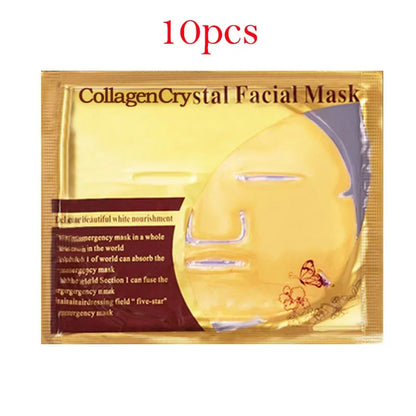 10pcs Collagen Gold Crystal Face Masks Beauty Skin Care Big Face Mask Firming Hydrating Moisturizing Facial Mask for Face Care