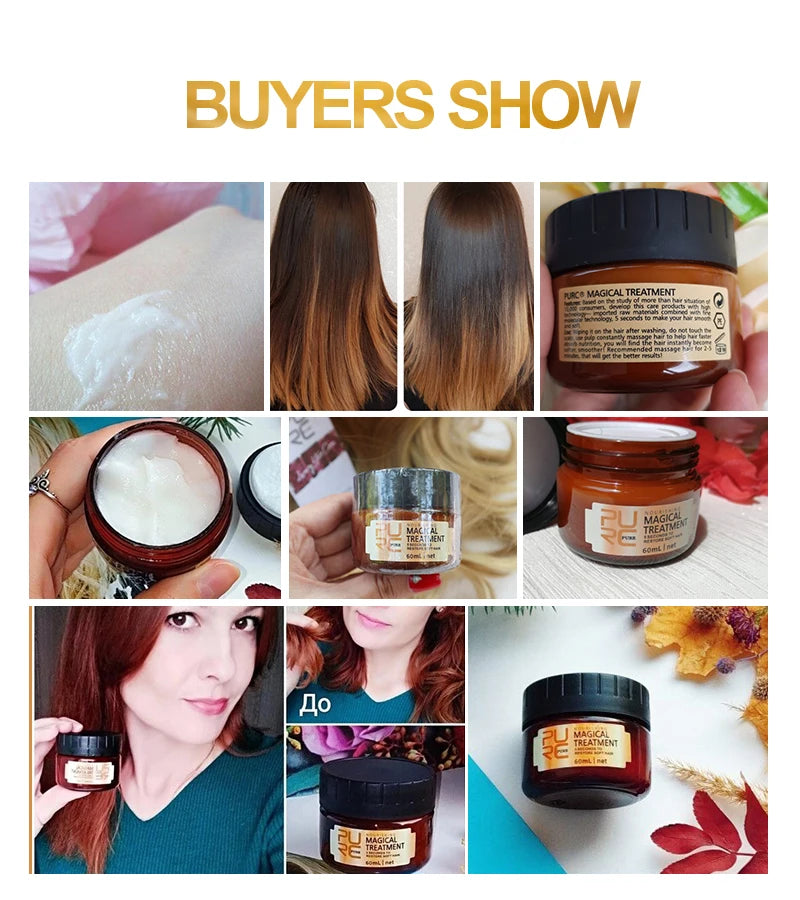 PURC Magical Repair Hair Mask Damage Restore Soft Smoothing Keratin Straightening Argan Oil Scalp Treatment Hair Care