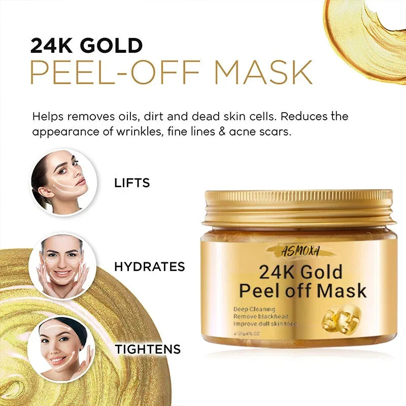 24K Gold Peel Off Blackhead Mask,Gold Facial Mask Deep Cleansing Great Face Skin Care
