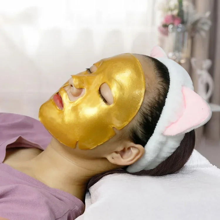 10pcs Collagen Gold Crystal Face Masks Beauty Skin Care Big Face Mask Firming Hydrating Moisturizing Facial Mask for Face Care