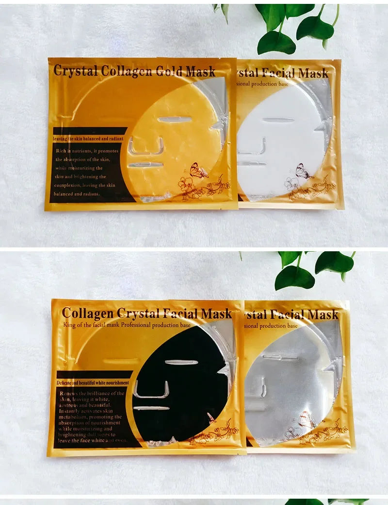 10pcs Collagen Gold Crystal Face Masks Beauty Skin Care Big Face Mask Firming Hydrating Moisturizing Facial Mask for Face Care