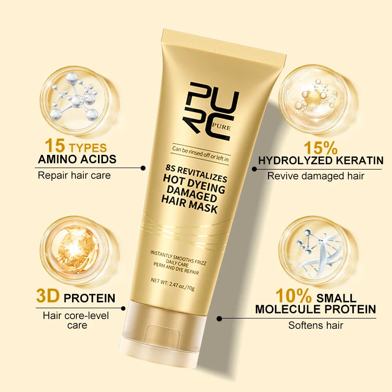PURC Protein Hair Mask Keratin Damage Repair Frizz Dry Smoothing Treatment Cream Straighten Shiny Moisturizing Hair Care Product