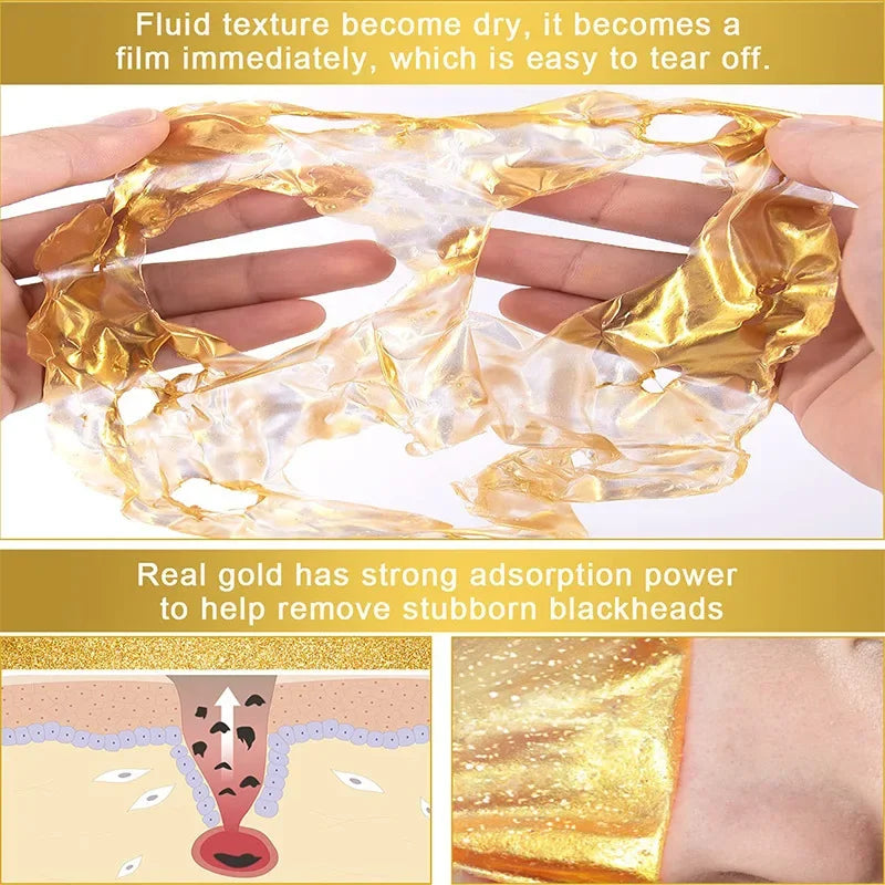 24K Gold Peel Off Blackhead Mask,Gold Facial Mask Deep Cleansing Great Face Skin Care