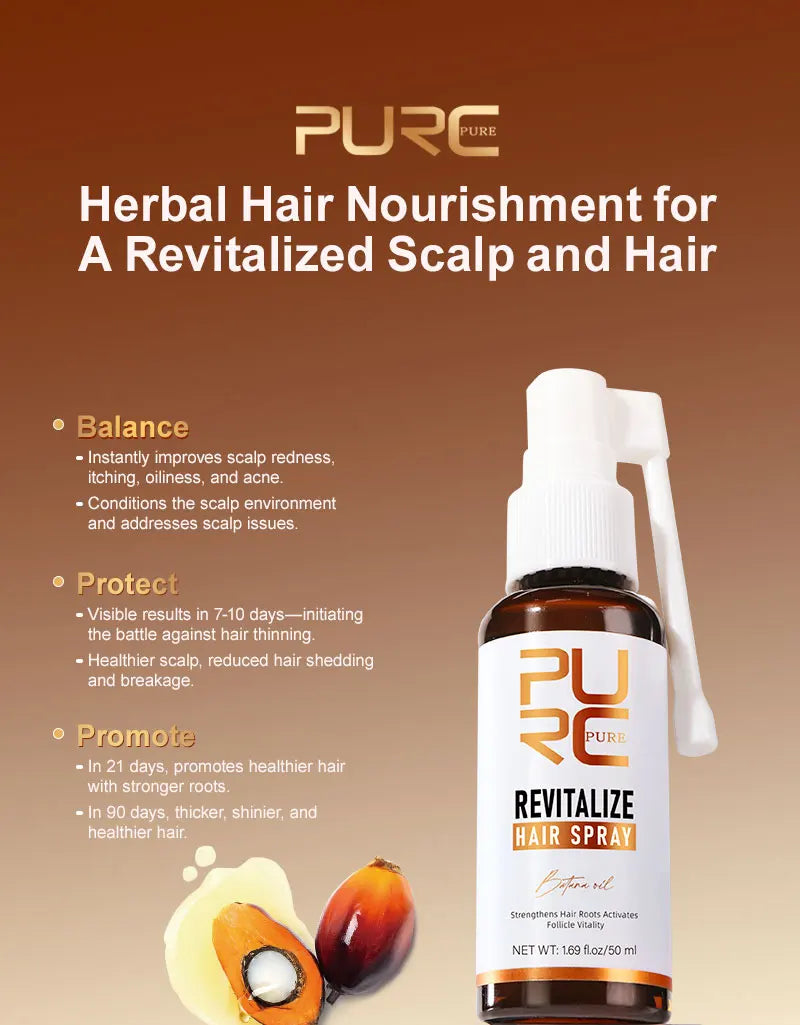 PURC Batana Oil Hair Growth Spray Rosemary Anti Hair Loss Scalp Treatment Biotin Hair Regrowth Hair Care Products for Men Women