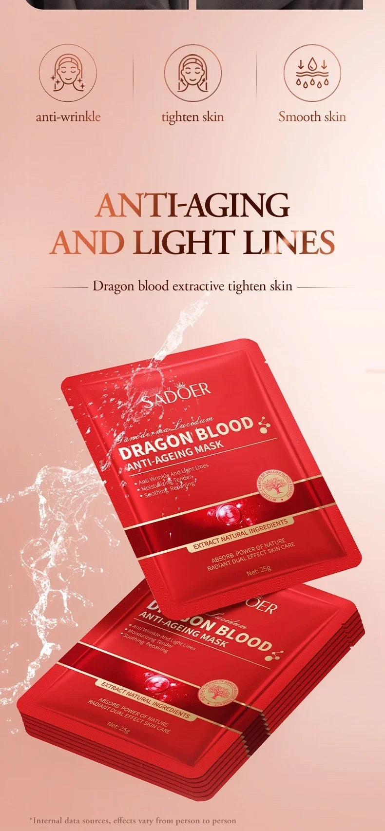 10Pcs Dragon Blood Moisturizing Tender Facial Mask Light Lines Soothing Repair Face Dry Rough Firming Beauty Face Skin Care