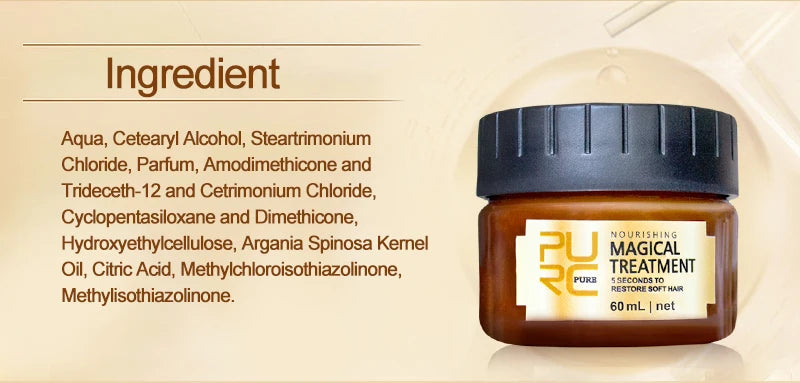 PURC Magical Repair Hair Mask Damage Restore Soft Smoothing Keratin Straightening Argan Oil Scalp Treatment Hair Care