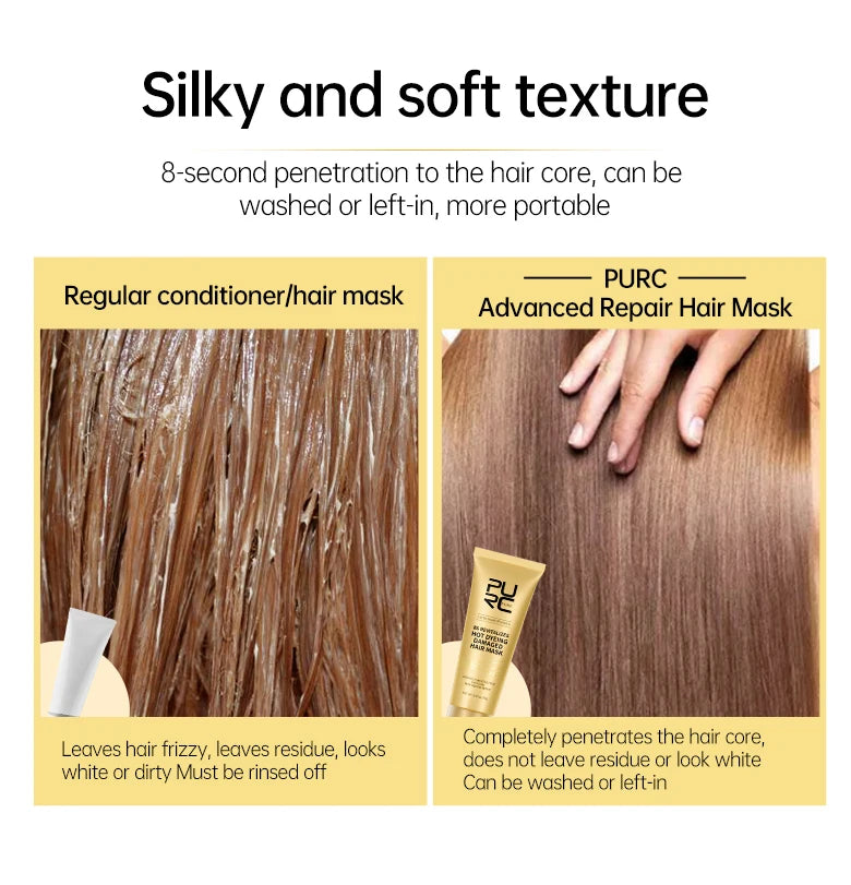 PURC Protein Hair Mask Keratin Damage Repair Frizz Dry Smoothing Treatment Cream Straighten Shiny Moisturizing Hair Care Product
