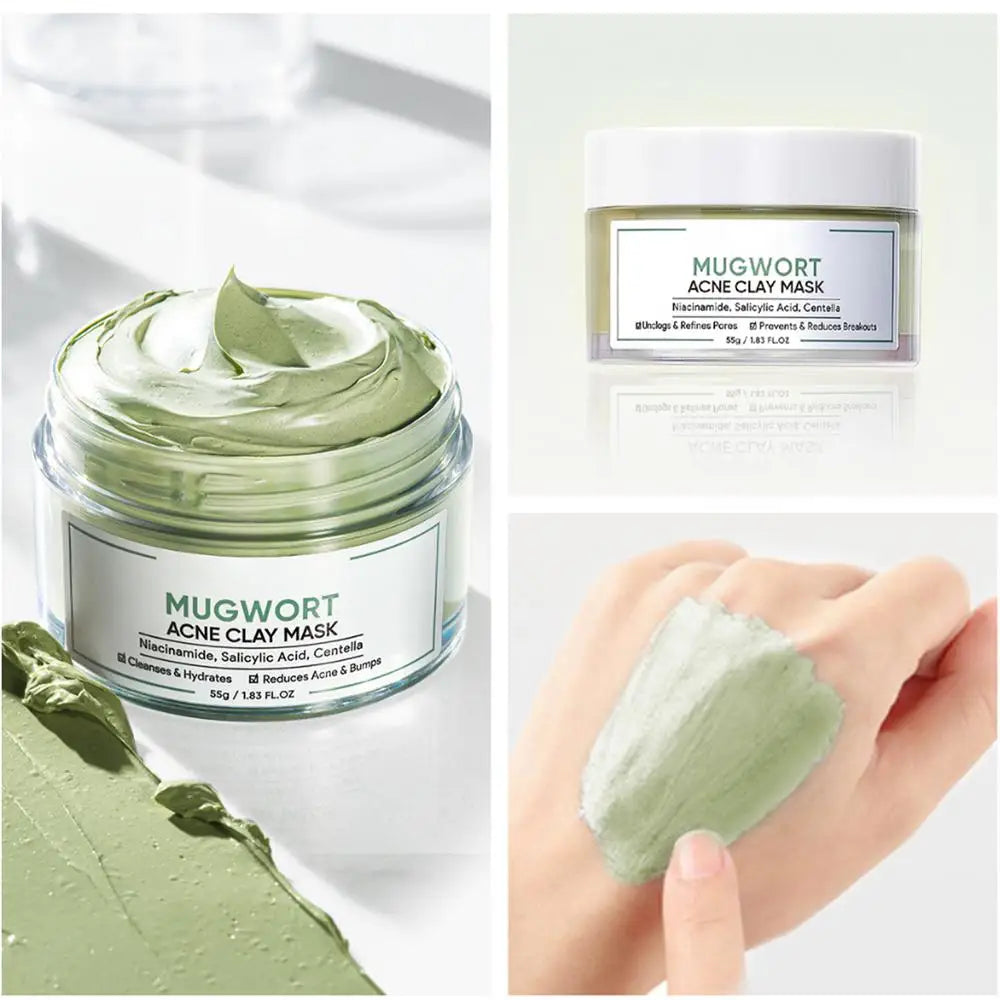 Moisturizing Clay Face Cover Mugwort Facial Acne Removing Mud Mask Cleaning facial mask Shrink pores moisturize control oil