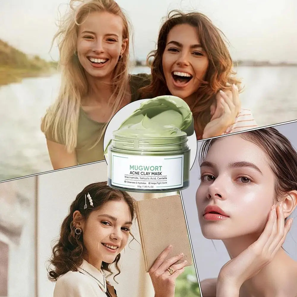 Moisturizing Clay Face Cover Mugwort Facial Acne Removing Mud Mask Cleaning facial mask Shrink pores moisturize control oil