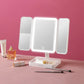 Tri-Fold LED Makeup Mirror 3 Tone Lights