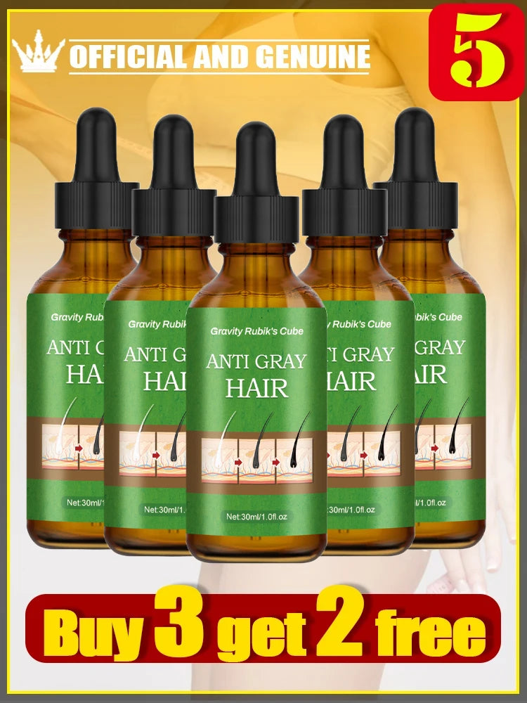 Gray Hair Treatment Essence Oil Serum White to Black Natural Color Repair Nourishing Products Anti-Hair Loss Care For Men Women