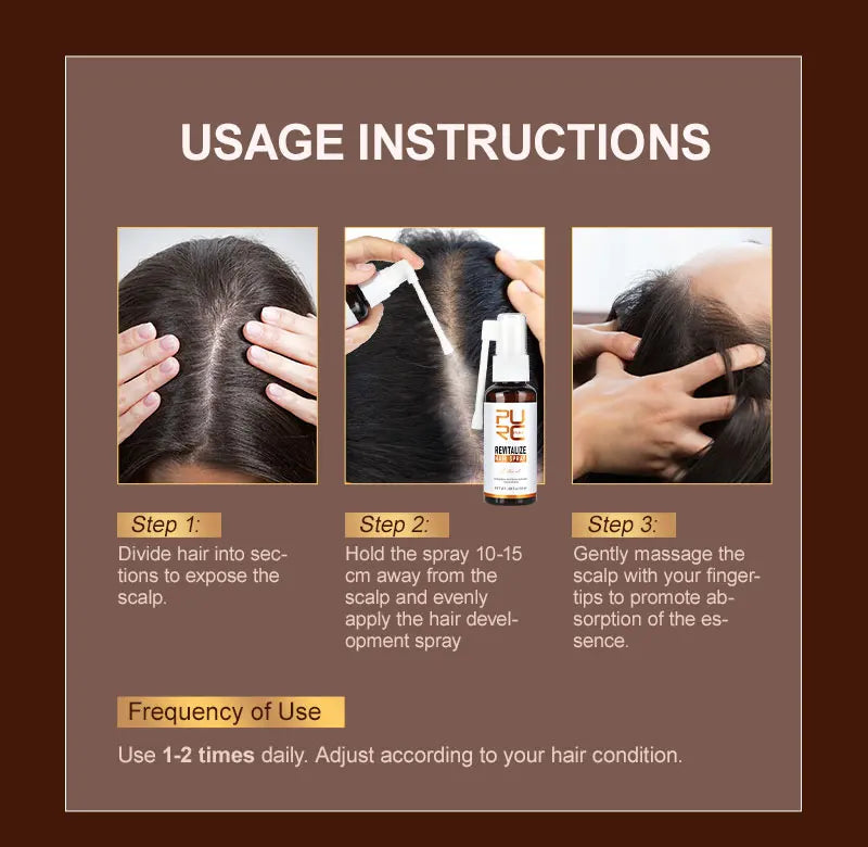 PURC Batana Oil Hair Growth Spray Hair Care Anti Hair Loss Fast Regrowth Nourish Spray Rosemary Oil Biotin Hair Grow Products