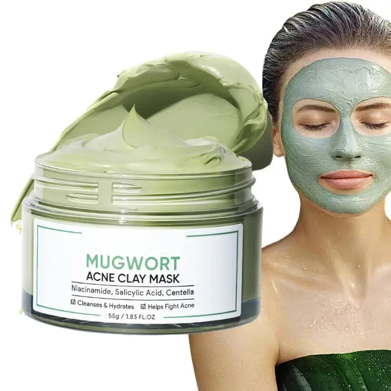 Moisturizing Clay Face Cover Mugwort Facial Acne Removing Mud Mask Cleaning facial mask Shrink pores moisturize control oil