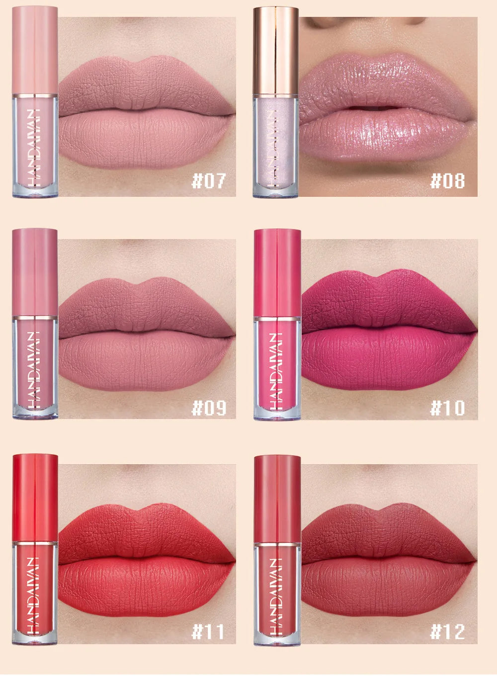 HANDAIYAN 12 Color Matte Liquid Lipstick