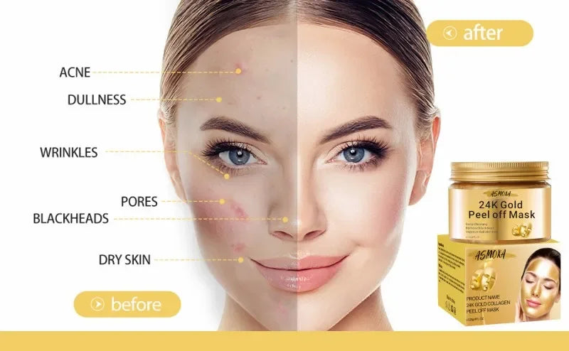 24K Gold Peel Off Blackhead Mask,Gold Facial Mask Deep Cleansing Great Face Skin Care
