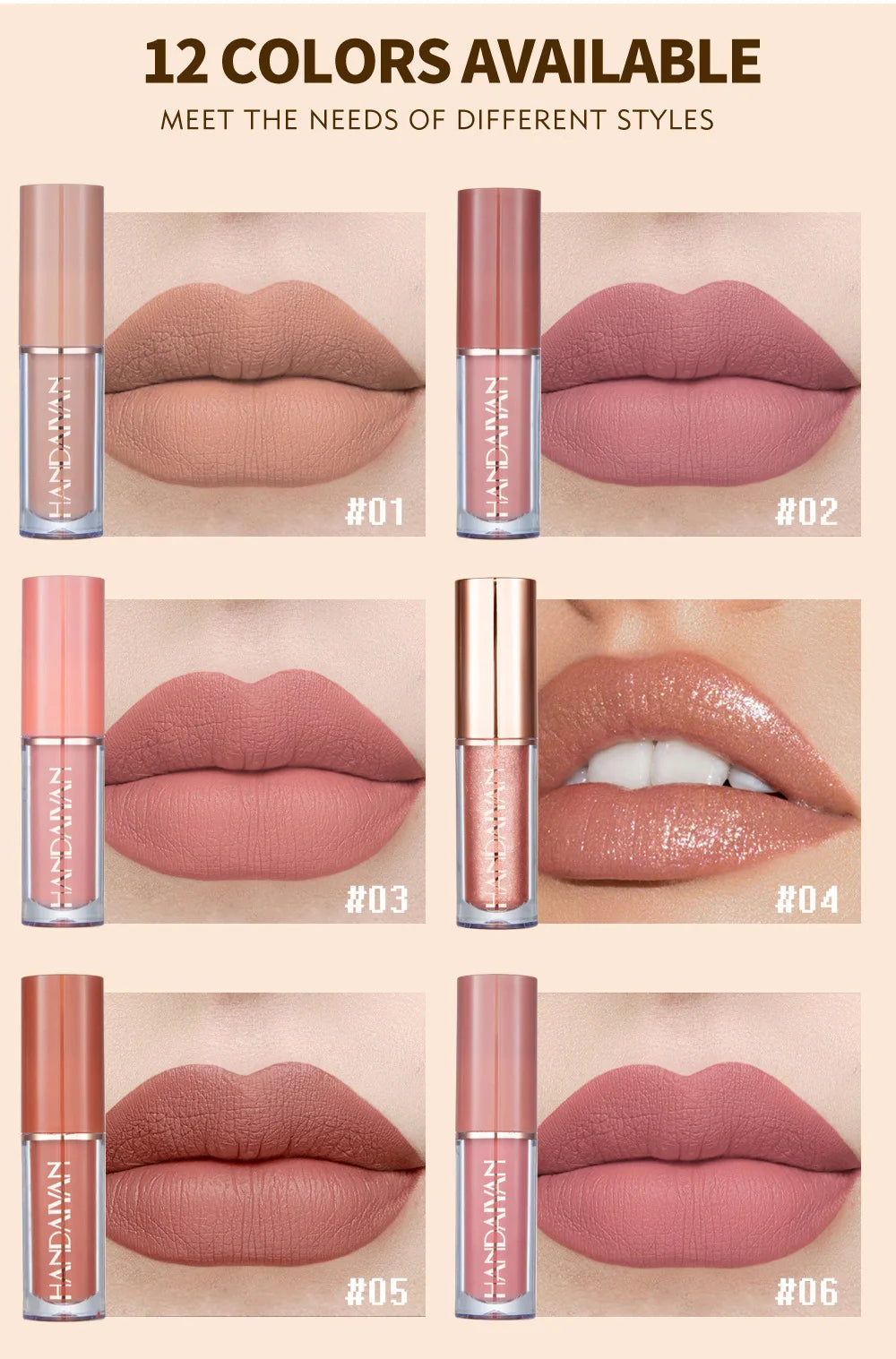 HANDAIYAN 12 Color Matte Liquid Lipstick
