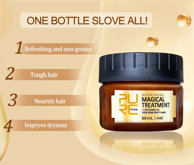 PURC Magical Repair Hair Mask Damage Restore Soft Smoothing Keratin Straightening Argan Oil Scalp Treatment Hair Care